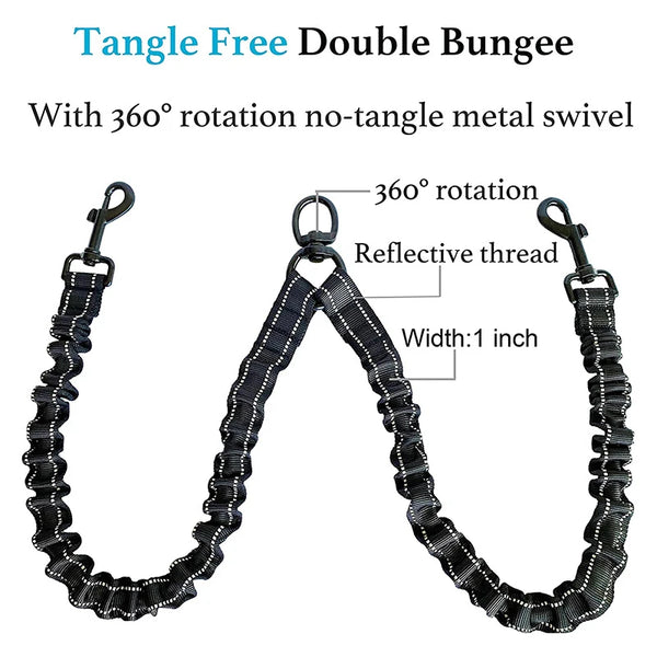 TangleFree DualStride: No Tangle Dual Dog Leash with Strong 2-Way Coupler
