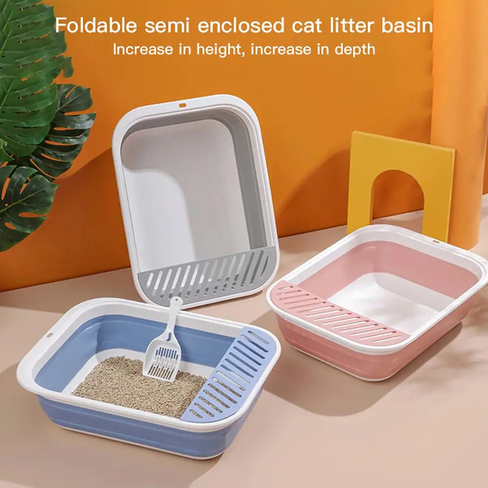 Portable Potty Solution: Collapsible Cat Litter Box for Travel with Scoop