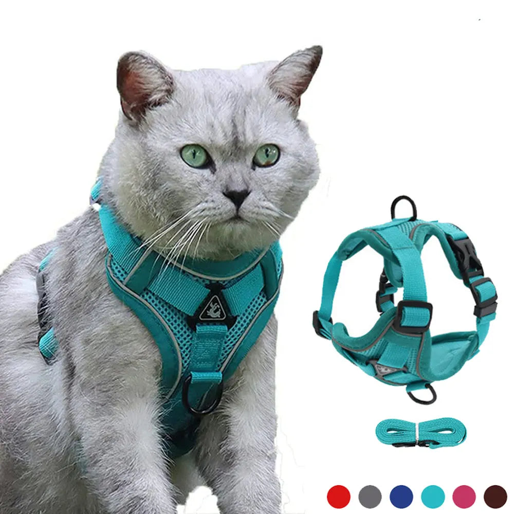 Escape-Proof Adventure: Breathable Reflective Cat Harness for Outdoor Walks