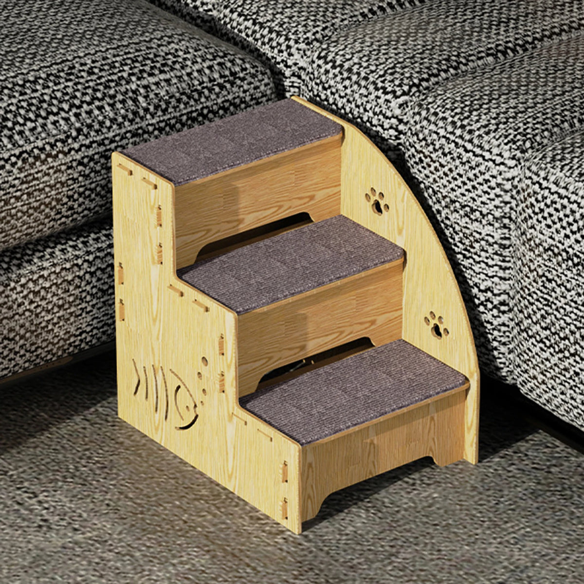 WoodenPaws Pet Steps: Dog Stairs Ladder with 3 Steps