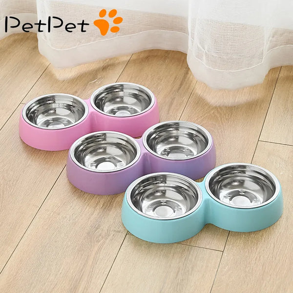 Double Delight: Stainless Steel Pet Food and Water Bowl for Cats and Dogs