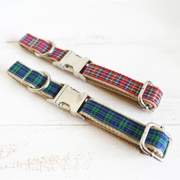 Tartan Elegance: GLORIOUS KEK Scotland Tartan Dog Collars with Custom Name and Quick Release