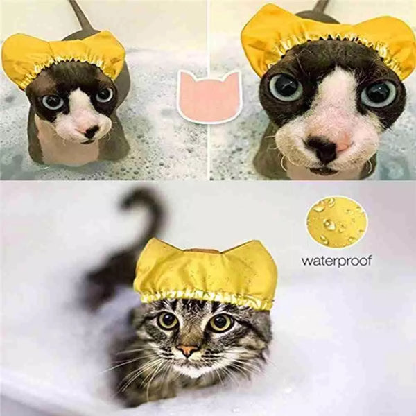 Stay Dry in Style: New Waterproof Shower Caps for Cats with Adjustable Ear-Proof Design