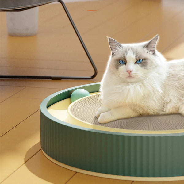 Roll'nScratch Cat Play Station: Round Cat Scratching Board with Ball