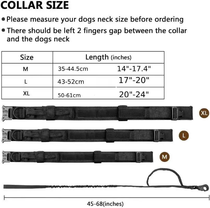 Tactical Control: Military Tactical Dog Collar and Leash for Medium to Large Dogs, Perfect for Training