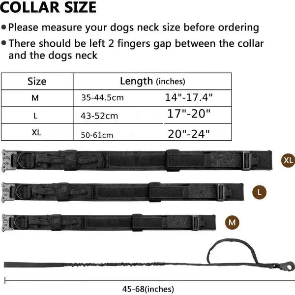 Tactical Control: Military Tactical Dog Collar and Leash for Medium to Large Dogs, Perfect for Training