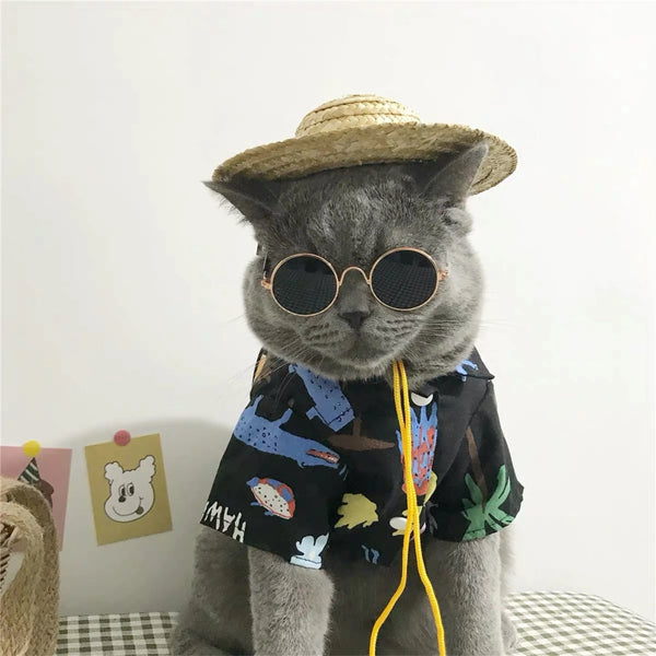 RetroGaze Pet Shades: Vintage Round Cat Sunglasses for Dogs and Kittens