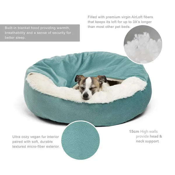 CozyHaven OrthoCave: Orthopedic Dog Bed with Hooded Blanket