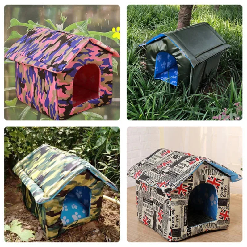 Foldable Cozy Retreat: Waterproof Pet House for Small Dogs and Cats with Comfy Pad