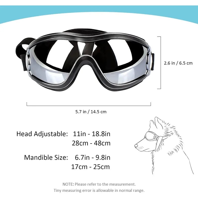 PawView Protector: Dog Sunglasses with Adjustable Strap, Ideal for Travel, Skiing, and Anti-Fog Dog Snow Goggles