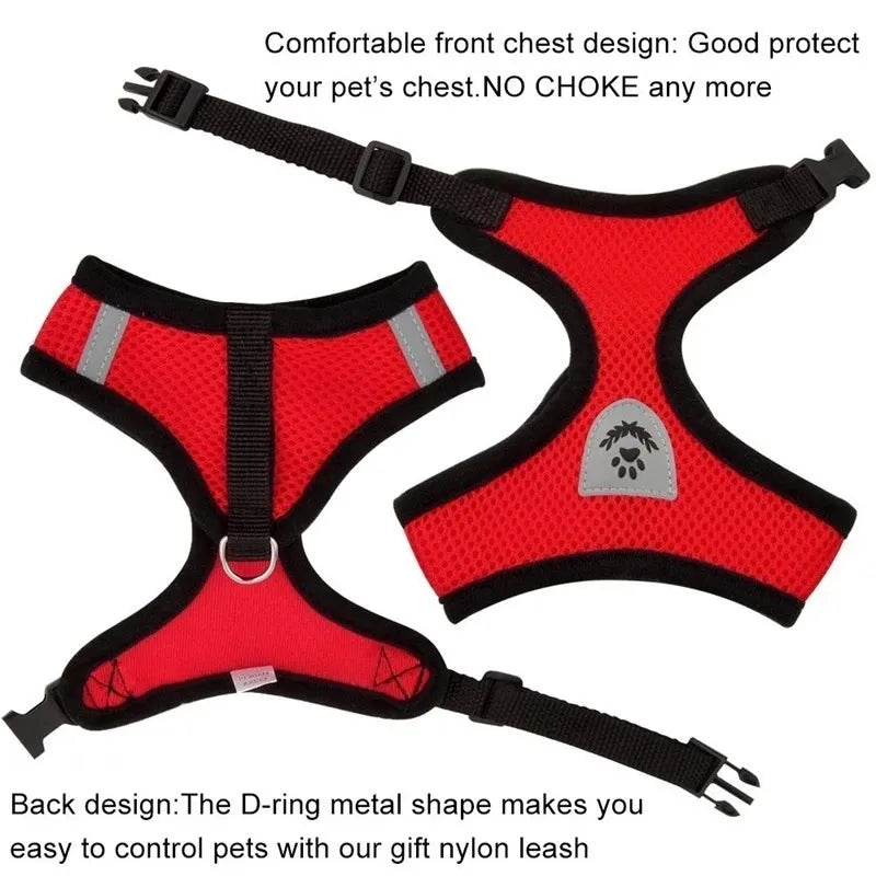 Comfortable Strolls: Adjustable Vest Harness for Small to Medium Dogs and Cats