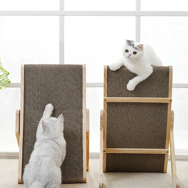 PawPalace 3-in-1 Scratcher Haven: Wooden Frame Cat Scratcher Board with Detachable Scrapers Bed