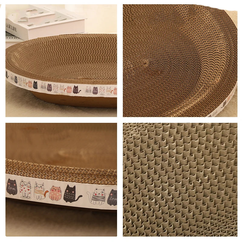 PawRefine Corrugate Haven: Round and Oval Cat Scratcher with Wear-Resistant Surface