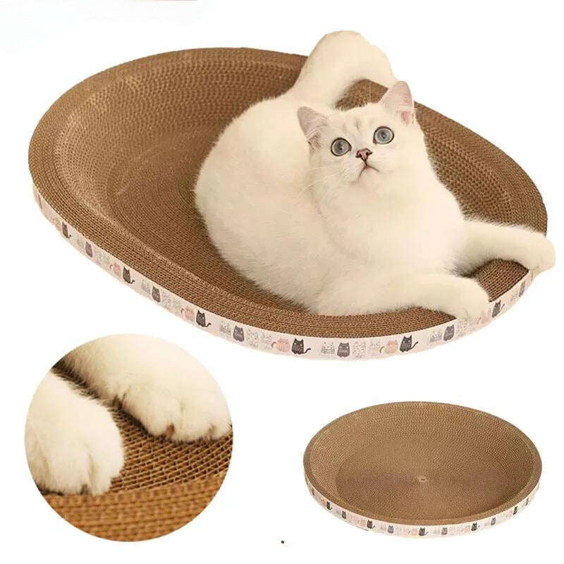 PawRefine Corrugate Haven: Round and Oval Cat Scratcher with Wear-Resistant Surface